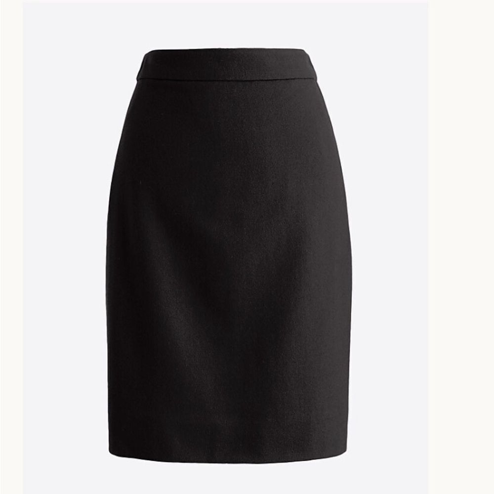 J. Crew Classic Wool Black Midi Skirt